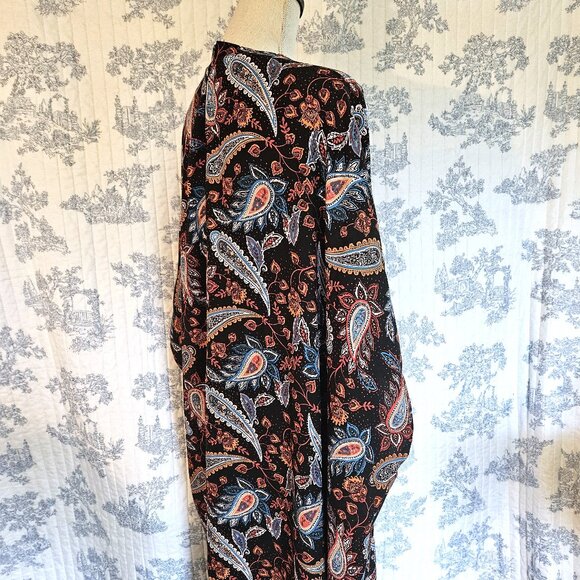 Caftan Blue Black Floral Paisley S to Plus New - Picture 6 of 10